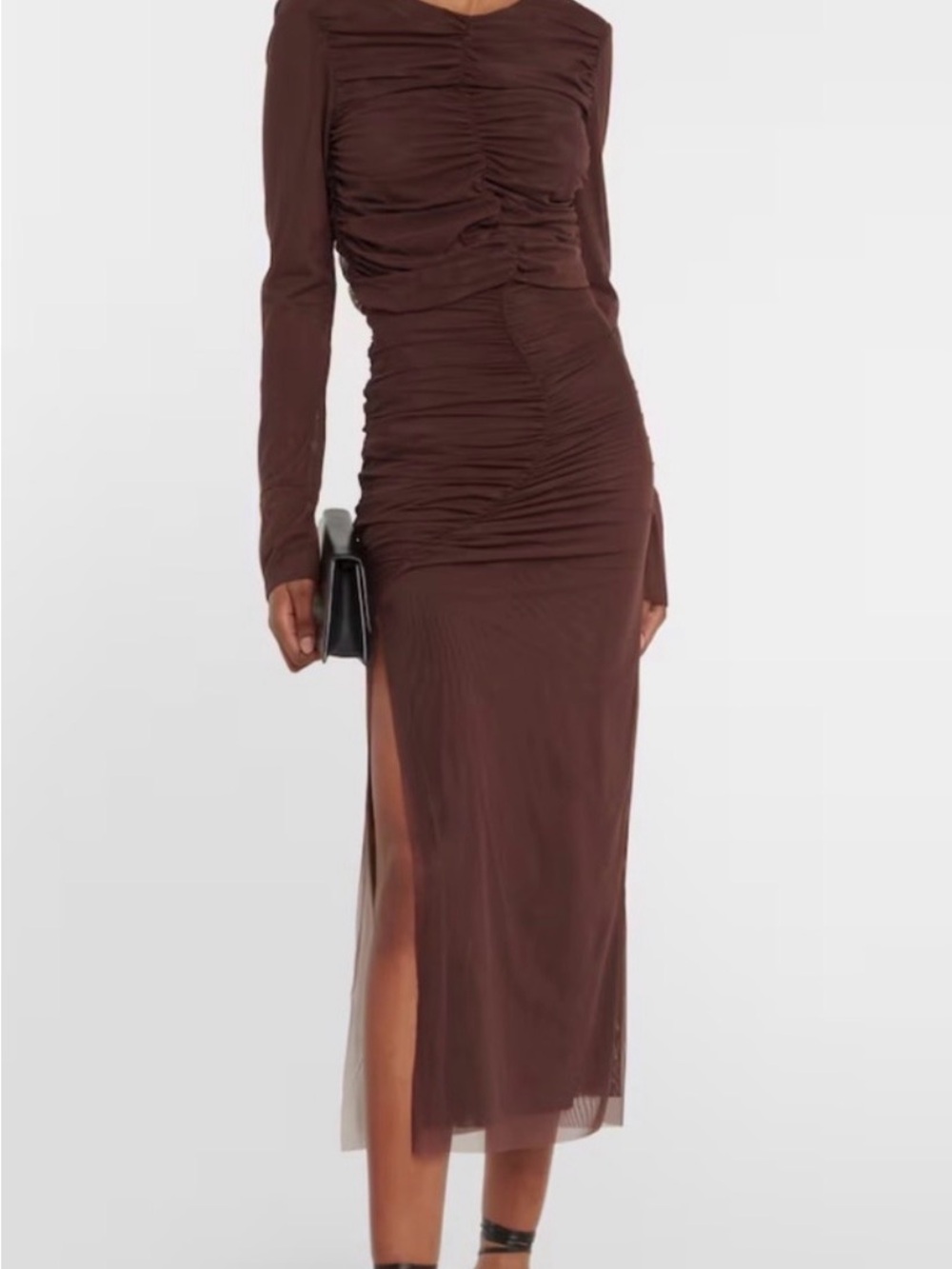 Sir the Label Ruched Strapless Mesh Midi Skirt